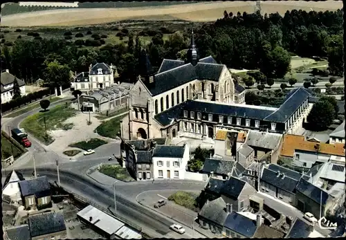 Ak Ham Somme, L'Eglise, Fliegeraufnahme