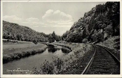 Ak Gera in Thüringen, Elstertalpartie, Bahnstrecke