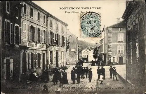 Ak Fontenoy le Chateau Vosges, Place Gilbert, Hotel de la Poste