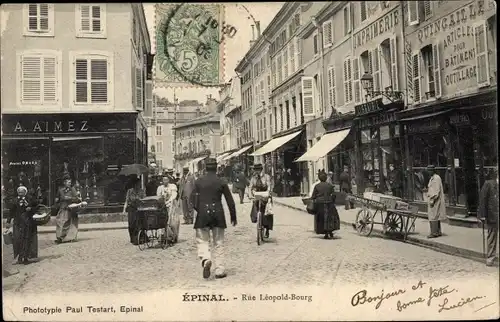 Ak Épinal Lothringen Vosges, Rue Leopold Bourg, magasin A. Aimez