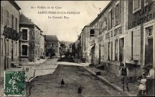 Ak Saint Père sous Vézelay Yonne, La Grande Rue, Vallée de la Gare