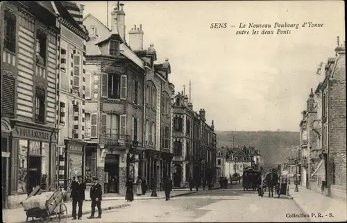 Ak Sens Yonne, Le Nouveau Faubourg d'Yonne entre les deux Ponts