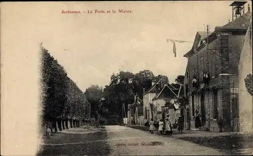 Ak Serbonnes Yonne, La Poste et la Mairie