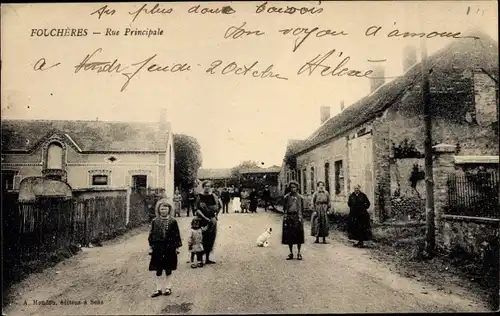 Ak Fouchères Aube, Rue Principale