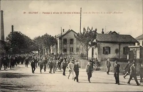 Ak Belfort Beffert Beffort Territoire de Belfort, Passage à niveau de l'avenue d'Alsace