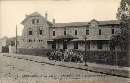 Ak Saint Germain en Laye Yvelines, Villa Scolaire, Départ pour la Promenade