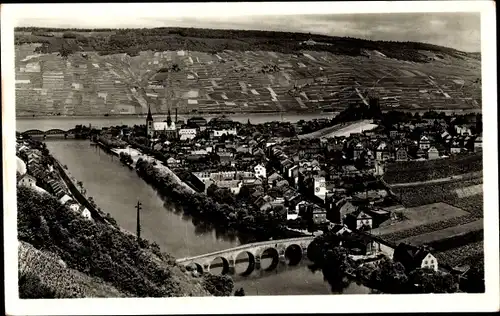 Ak Bingen am Rhein, Gesamtansicht mit Drususbrücke