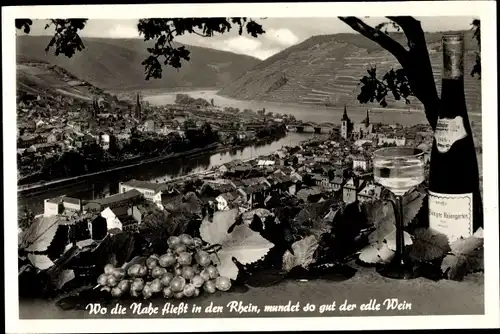 Ak Bingerbrück Bingen am Rhein, Flusspartie, Stadt, Berglandschaft, Wein
