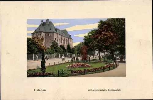 Ak Lutherstadt Eisleben, Luthergymnasium, Schlossplatz
