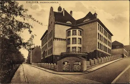 Ak Lutherstadt Eisleben in Sachsen Anhalt, Oberrealschule