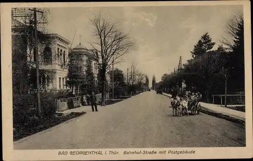 Ak Bad Georgenthal, Bahnhofstraße mit Postgebäude