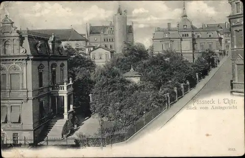 Ak Pößneck im Saale Orla Kreis Thüringen, Blick vom Amtsgericht