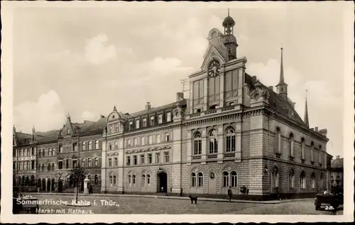 Ak Kahla Thüringen, Marktplatz mit Blick aufs Rathaus