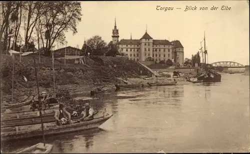 Ak Torgau an der Elbe, Blick von der Elbe