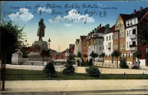 Ak Torgau an der Elbe, Friedrichplatz, Denkmal