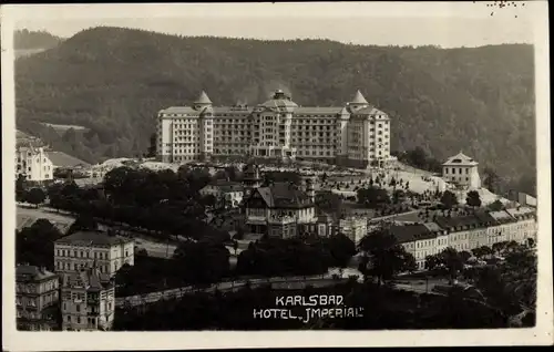 Foto Ak Karlovy Vary Karlsbad Stadt, Hotel Imperial, Panoramablick