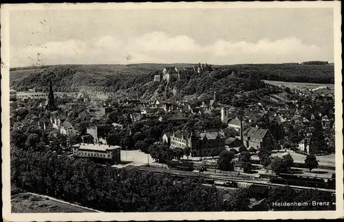 Ak Heidenheim an der Brenz Württemberg, Gesamtansicht mit Bahnhof