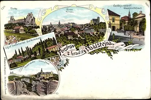 Litho Turnov Turnau Region Königgrätz, Burg Valdštejn, Waldstein, Trosky, Bad Wartenberg