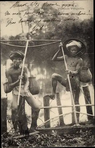 Ak Hanoi Tonkin Vietnam, Pecheurs d'Anguilles