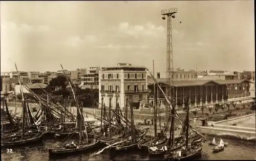 Foto Ak Port Said Ägypten, Segelboote am Anleger