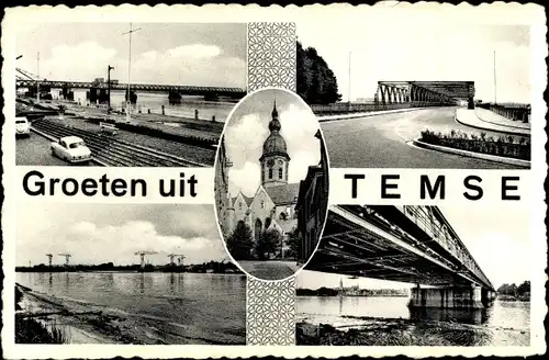 Ak Tamise Temse Temsche Ostflandern, Brücke, Kirche