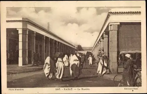 Ak Rabat Marokko, Partie am Marktplatz