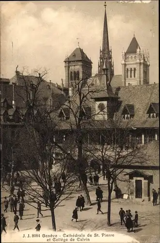 Ak Genève Genf Schweiz, Cathédrale de St. Pierre et Collège de Calvin