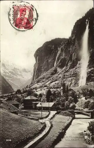 Ak Lauterbrunnen Kt Bern, Staubbach, Wasserfall