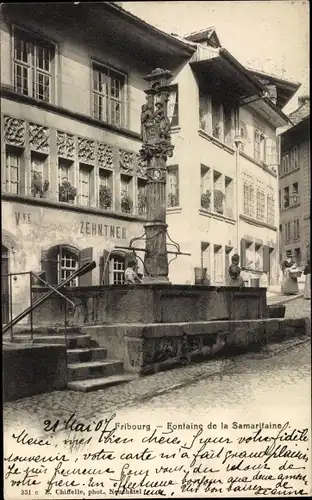 Ak Fribourg Freiburg Stadt Schweiz, Fontaine de la Samaritaine