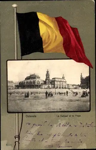 Passepartout Ak Oostende Ostende Westflandern, Le Kursaal et la Plage