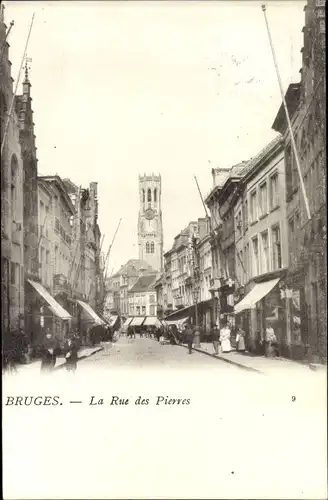Ak Bruges Brügge Flandern Westflandern, La Rue des Pierres, Straßenpartie