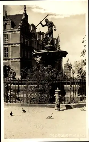 Foto Ak Gdańsk Danzig, Neptunbrunnen