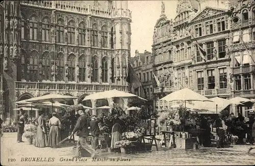 Ak Bruxelles Brüssel, Grand Place, Marché au Fleurs