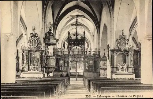 Ak Estavayer Kanton Freiburg, Intérieur de l'Eglise