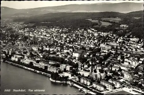 Ak Neuchâtel Neuenburg Stadt, Panorama, Fliegeraufnahme