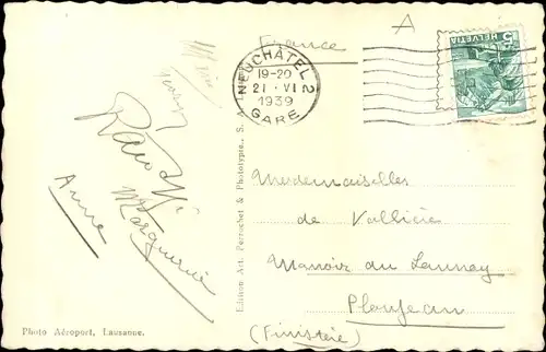 Ak Neuchâtel Neuenburg Stadt, Gesamtansicht, Fliegeraufnahme