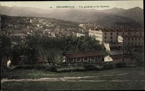 Ak Philipeville Algerien, Vue generale et les Casernes