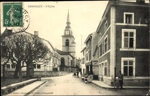 Ak Commercy Lothringen Meuse, L'Eglise, Restaurant