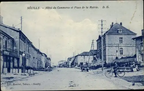Ak Souilly Lothringen Meuse, Hotel du Commerce, Place de la Marie