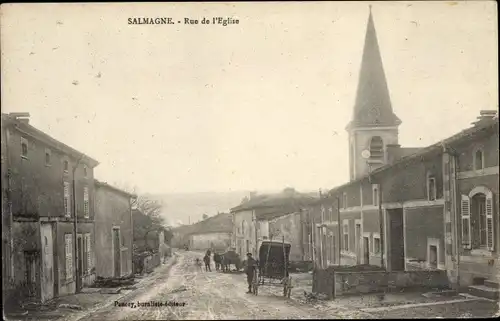 Ak Salmagne Lothringen Meuse, Rue de l'Eglise