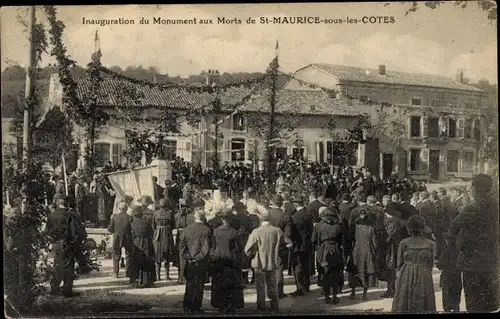 Ak Saint Maurice sous les Côtes Meuse, Inauguration du Monument aux Morts