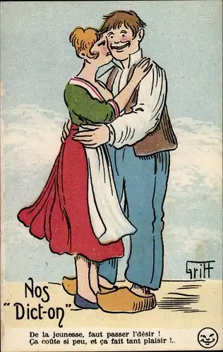 Künstler Ak Griff, Nos Dict-on, Liebespaar, De la jeunesse, faut passer l'desir...