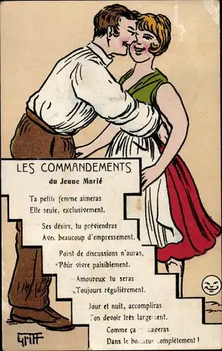 Künstler Ak Griff, Les Commandements du Jeune Marié