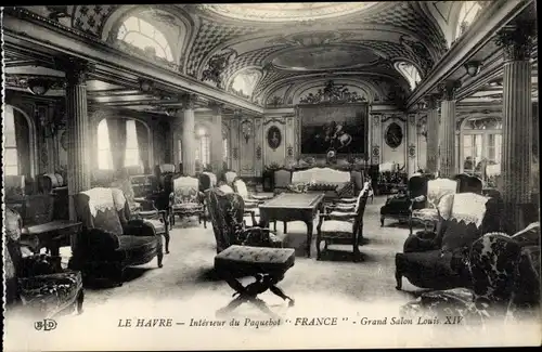Ak Paquebot France, CGT, Grand Salon Louis XIV