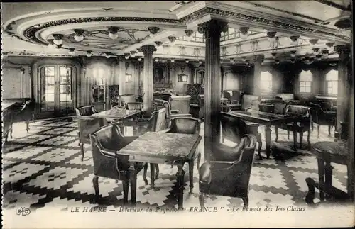 Ak Paquebot France, CGT, Le Fumoir des 1res Classes