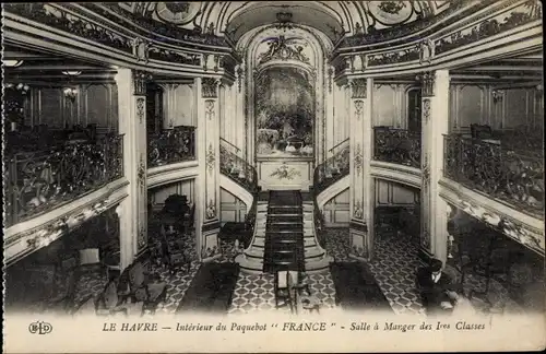 Ak Paquebot France, CGT, Salle a Manger des 1res Classes