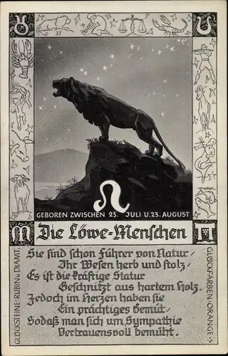 Ak Sternzeichen Löwe, Leo, 23. Juli bis 22. August