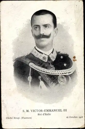 Ak Vittorio Emanuele III., König Viktor Emanuel III. von Italien, Portrait