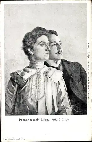 Künstler Ak Prinzessin Luise von Österreich Toskana, Liebhaber Sprachlehrer André Giron, Genf 1902