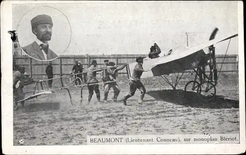 Ak Beaumont, Lieutenant Conncau, sur monoplan Bleriot